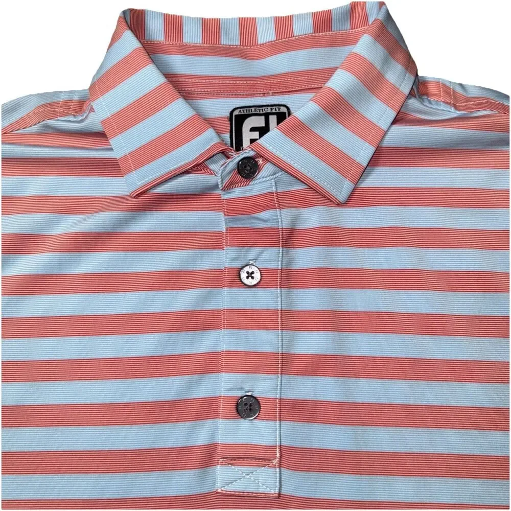 Footjoy Polo Men Performance Golf Blue Hills Country Club KC Logo Sz‎ L (Read)